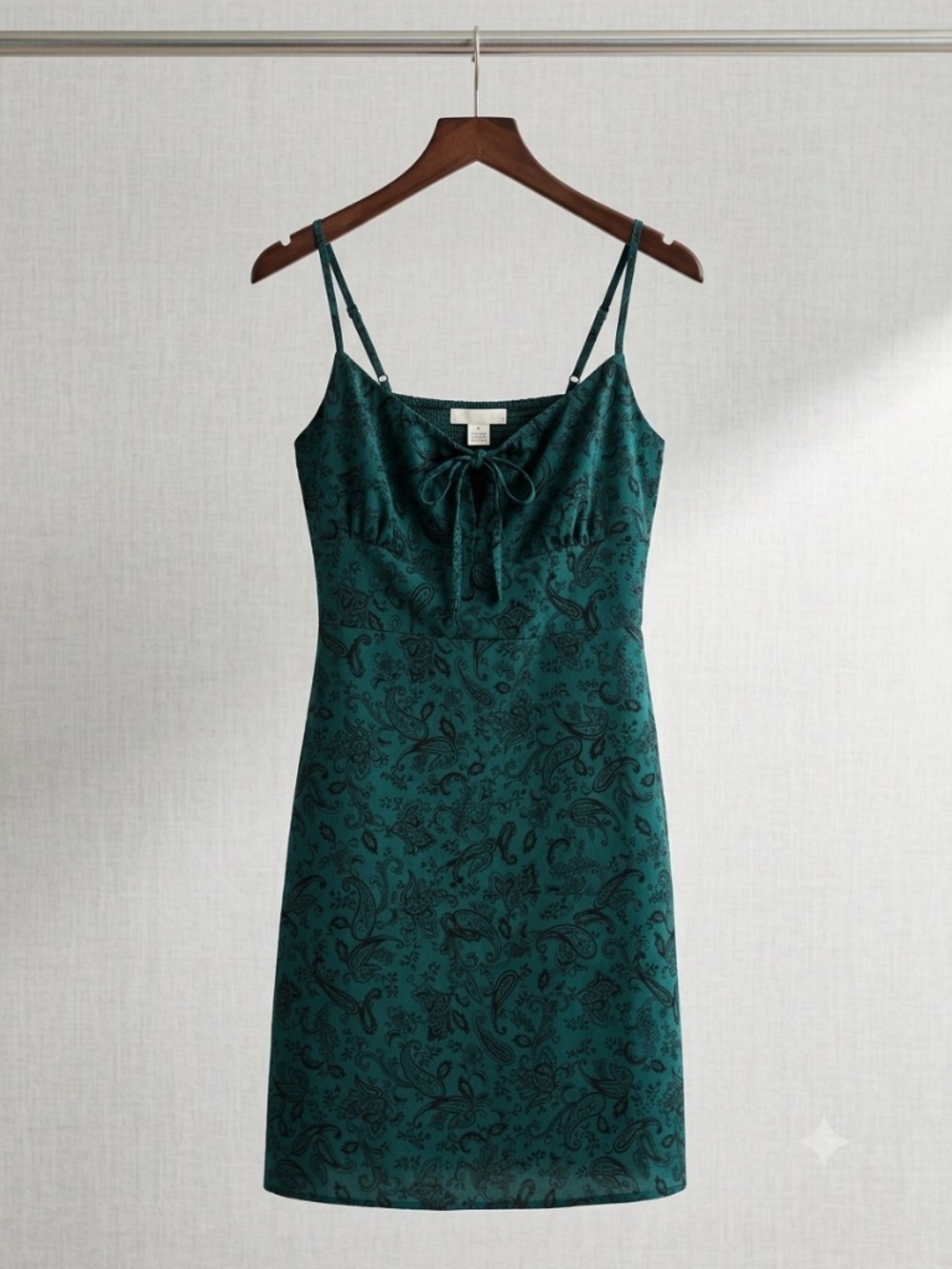 Boho Teal & Black Paisley Cami Dress with Smocked back